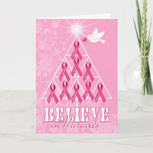 Cancer Awareness Pink Ribbon Christmas Tree Holiday Card