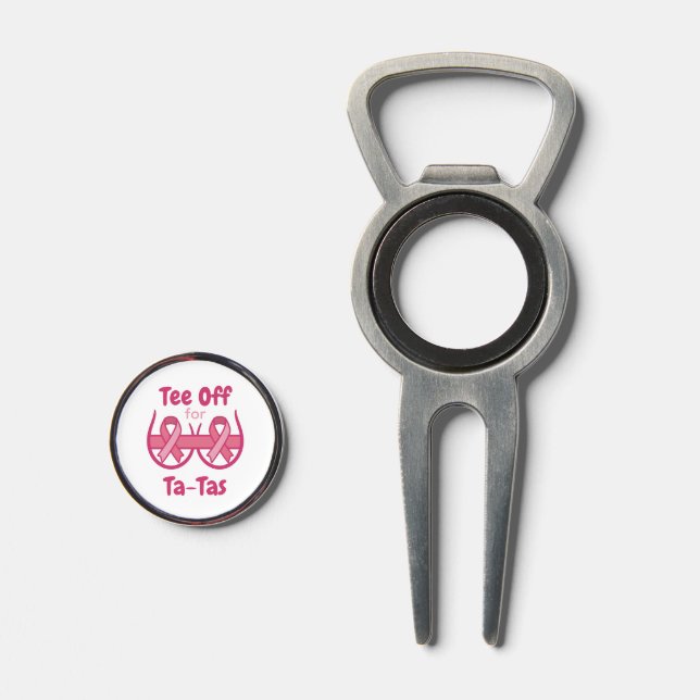 Cancer Awareness Pink Tee Off Ta-Tas Divot Tool (Front (Open))