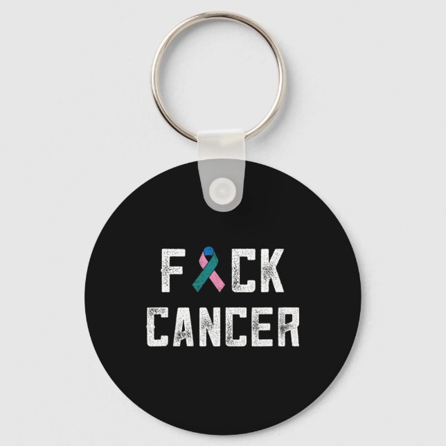 Cancer Awareness Products F Cancer Gifts For Women Keychain (Front)