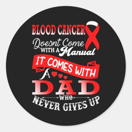 Cancer Awareness Red Ribbon Dad Father Support  Classic Round Sticker