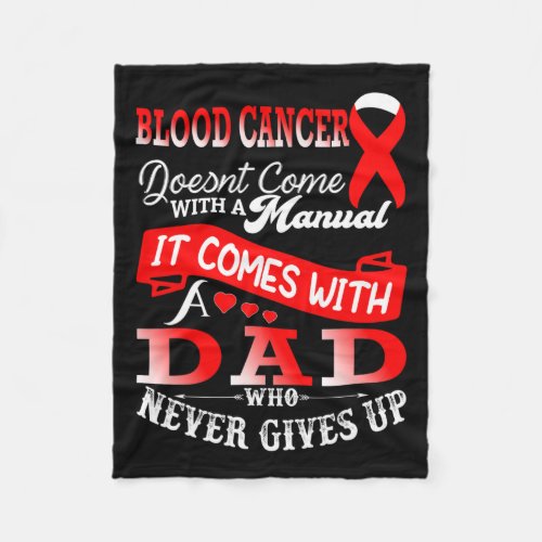 Cancer Awareness Red Ribbon Dad Father Support  Fleece Blanket