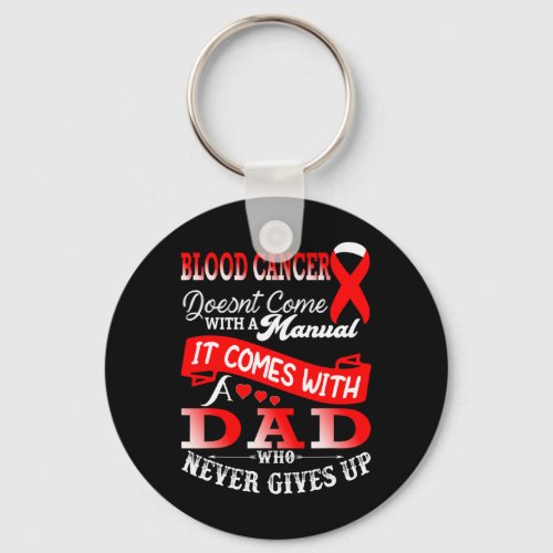 Cancer Awareness Red Ribbon Dad Father Support  Keychain