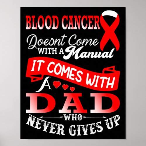 Cancer Awareness Red Ribbon Dad Father Support  Poster