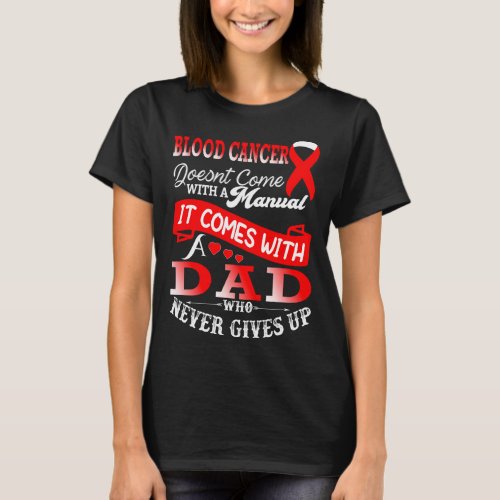 Cancer Awareness Red Ribbon Dad Father Support  T_Shirt