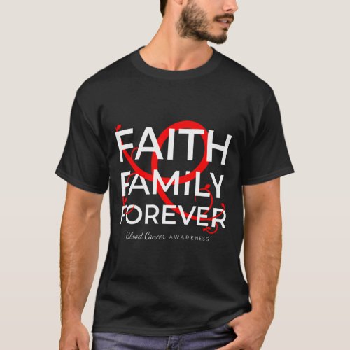 Cancer Awareness Red Ribbon Faith Family Forever  T_Shirt