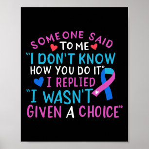 Cancer Awareness Ribbon Blue Pink Teal Fighter Che Poster