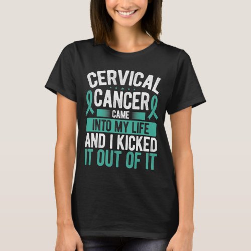 Cancer Awareness Ribbon Cervical Cancer Fighter T_Shirt