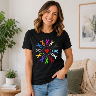 Cancer Awareness Ribbon Colors Heart Love Hope Art T-Shirt