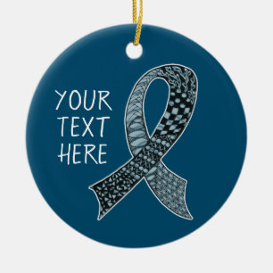 Cancer Awareness Ribbon Custom Color Ceramic Ornam Ornament