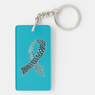Cancer Awareness Ribbon Custom Colors Keychain