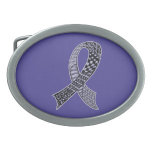Cancer Awareness Ribbon Custom Colors Oval Belt Buckle