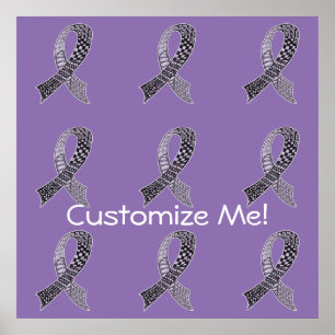 Cancer Awareness Ribbon Custom Colors Poster