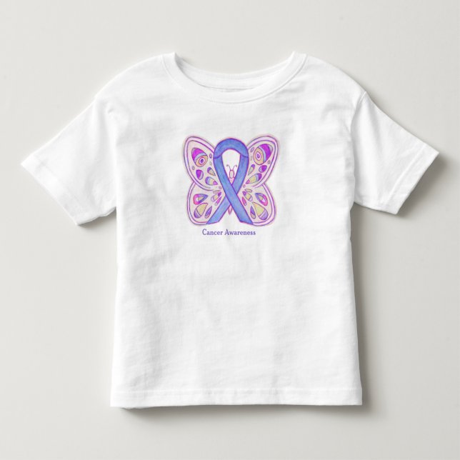 Cancer Awareness Ribbon Lavender Butterfly Shirt (Front)