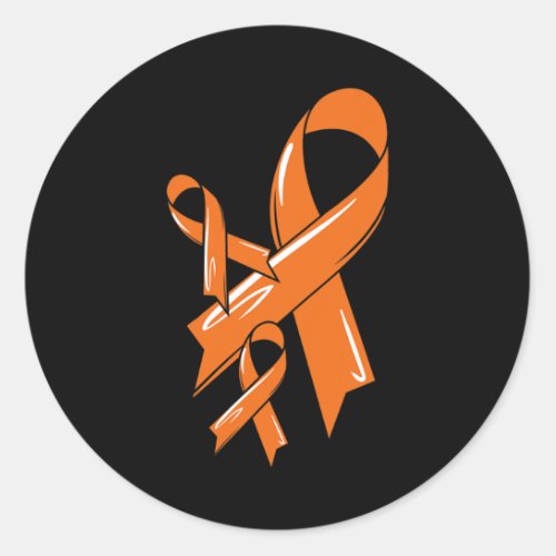 Cancer Awareness Ribbon Leukemia Fighter Chemo Ora Classic Round Sticker