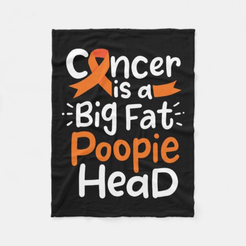 Cancer Awareness Ribbon Leukemia Poopie Head Chemo Fleece Blanket