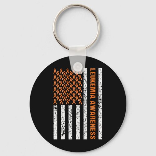 Cancer Awareness Ribbon Orange Leukemia American F Keychain