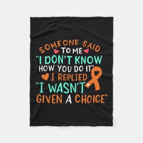 Cancer Awareness Ribbon Orange Leukemia Fighter Ch Fleece Blanket