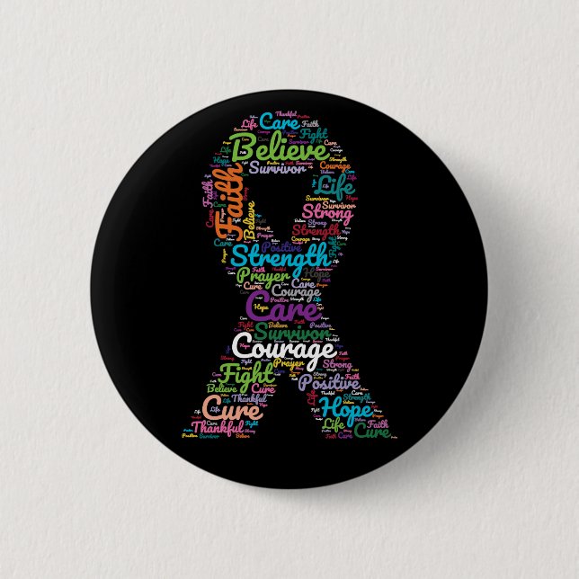 Cancer Awareness Ribbon Support Button (Front)