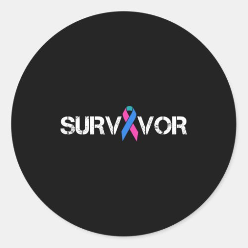 Cancer Awareness Ribbon Survivor Symbol  Classic Round Sticker