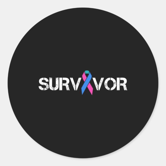 Cancer Awareness Ribbon Survivor Symbol  Classic Round Sticker (Front)