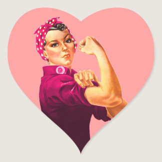 Cancer Awareness Rosie The Riveter Heart Sticker