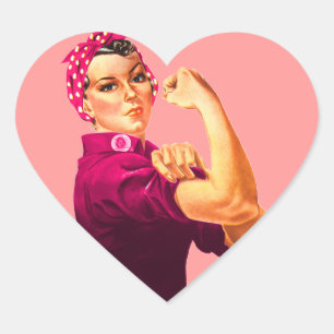 Cancer Awareness Rosie The Riveter Heart Sticker
