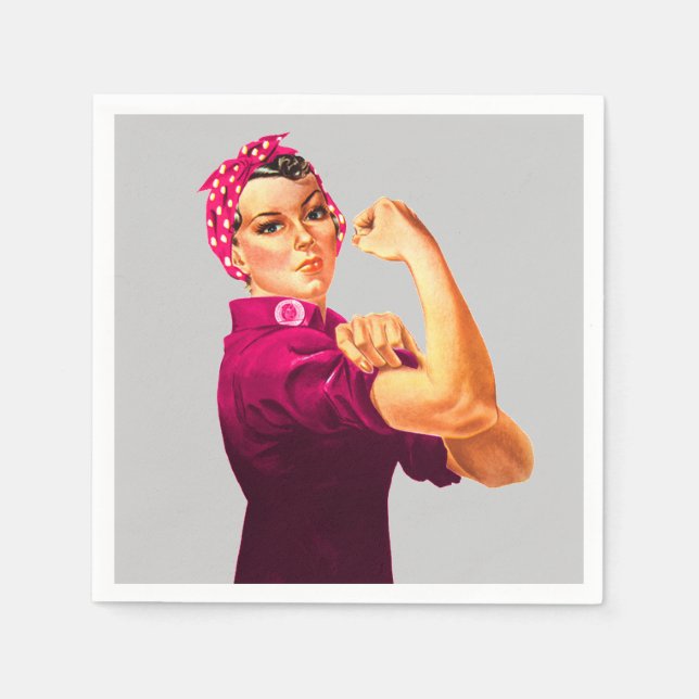 Cancer Awareness Rosie The Riveter Napkins (Front)