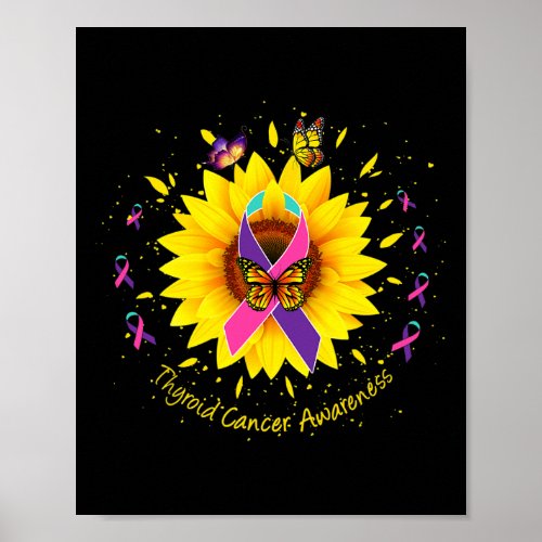 Cancer Awareness Sunflower Butterfly Gift Survivor Poster