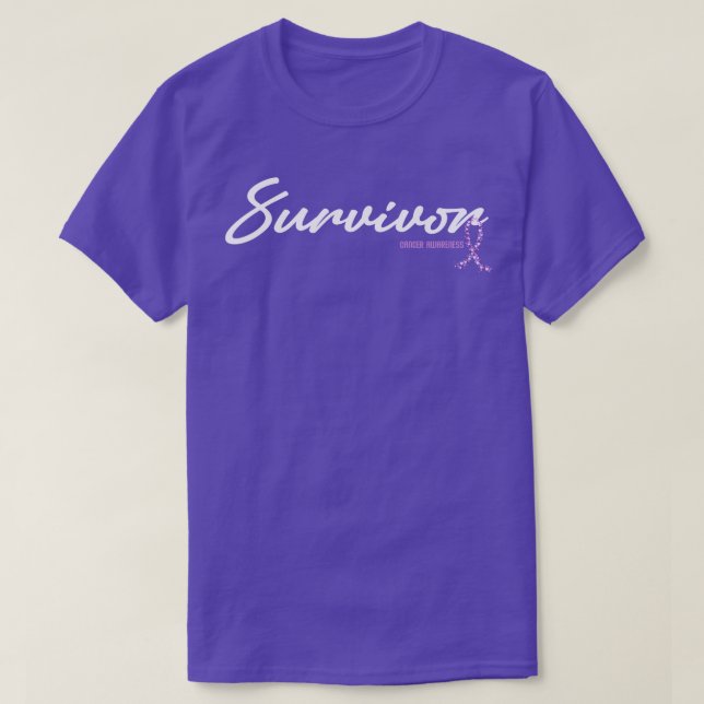 Cancer Awareness Survivor Glitter Ribbon Hope For  T-Shirt (Design Front)