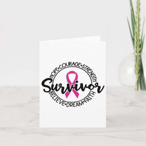 Cancer Awareness Survivor Pink Ribbon Breast Cance Card