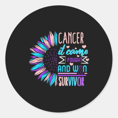 Cancer Awareness Survivor Sunflower Thyroidectomy  Classic Round Sticker