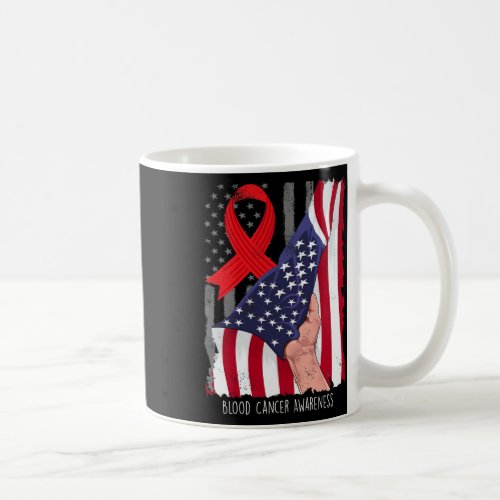 Cancer Awareness Vintage American Flag Red Ribbon  Coffee Mug