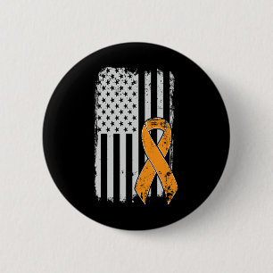 Cancer Awareness - Vintage Us American Flag Button