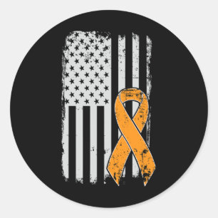 Cancer Awareness - Vintage Us American Flag Classic Round Sticker