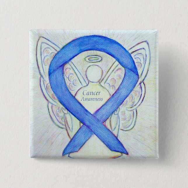 Cancer Awareness Violet Ribbon Angel Custom Pins (Front)