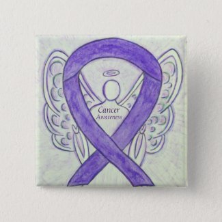 Cancer Awareness Violet Ribbon Angel Custom Pins