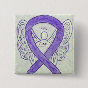 Cancer Awareness Violet Ribbon Angel Custom Pins