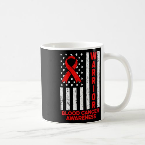 Cancer Awareness Warrior American Flag Red Ribbon  Coffee Mug