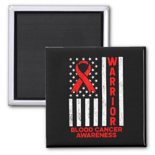 Cancer Awareness Warrior American Flag Red Ribbon  Magnet