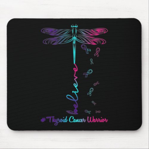 Cancer Awareness Warrior Dragonfly Believe Hope  Mouse Pad