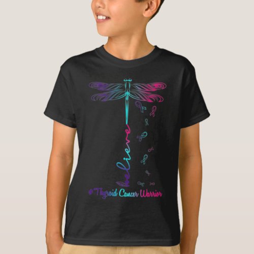 Cancer Awareness Warrior Dragonfly Believe Hope  T_Shirt