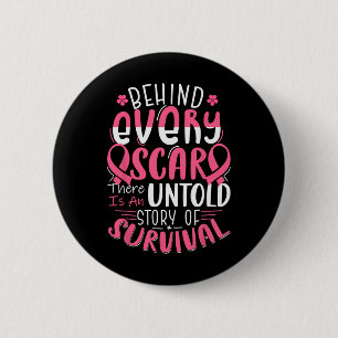 Cancer Awareness Warrior Pink Ribbon Breast Cancer Button