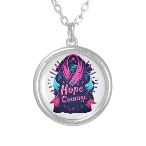 Cancer awarness collection silver plated necklace