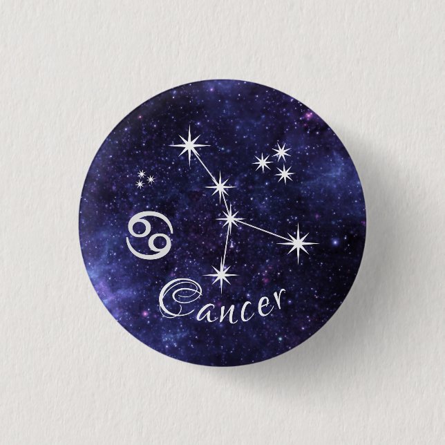 Cancer Badge, Zodiac Horoscope Badge Button (Front)