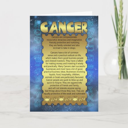 Cancer Birthday Card - Zodiac Birthday Card - Canc