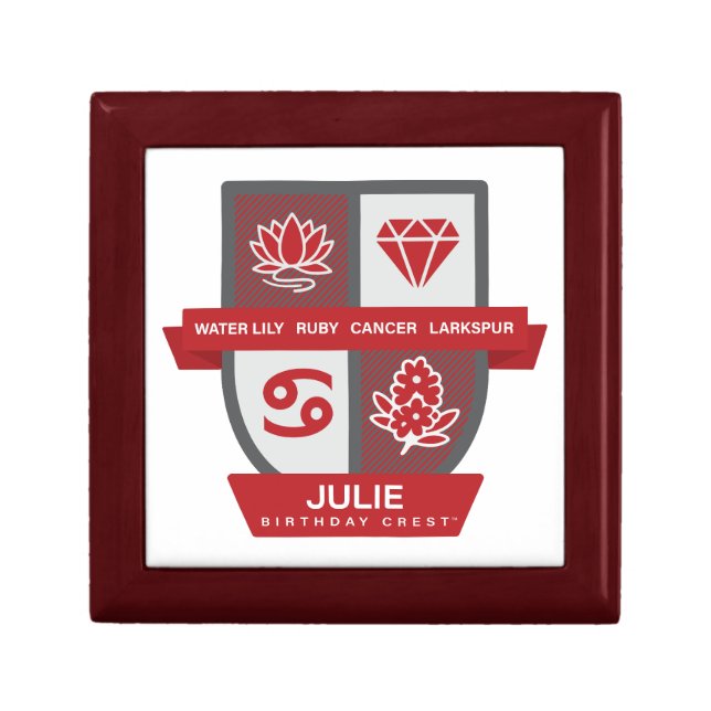 Cancer Birthday Crest™ for July 1-22 Jewelry Gift Box (Front)
