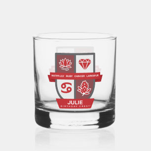 Cancer Birthday Crest™ for July 1-22 Whiskey Glass