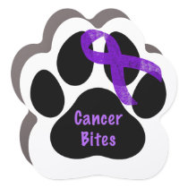 Cancer Bites Paw Print Purple Ribbon Pancreatic  Car Magnet