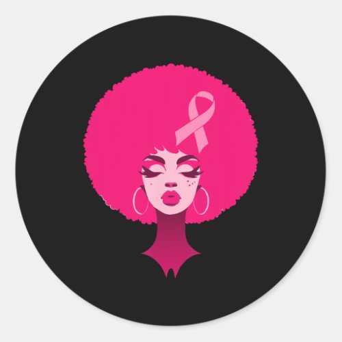 Cancer Black African American Women Support Pink 3 Classic Round Sticker