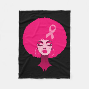 Cancer Black African American Women Support Pink 3 Fleece Blanket